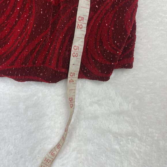 Vintage y2k 90s Cache Prom Formal Dress Glitter Maxi Fitted M Red Whimsical USA - Picture 15 of 16